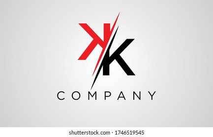 Letter KK Logo. Slice Logo Design Concept Template