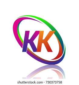 letter KK logotype design for company name colorful swoosh. vector logo for business and company identity.