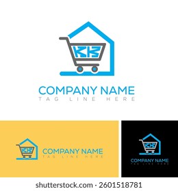 Letter KK Online Shop Logo vector. KK letter logo with Shopping Cart Icon. Illustration vector graphic of shopping cart and KK letter combination logo design concept.
