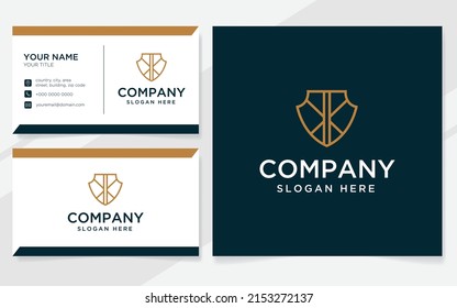 Carta KK con el logotipo de escudo adecuado para la empresa con plantilla de tarjeta de visita