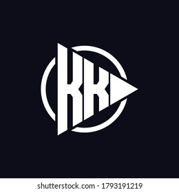 Letter KK triangle monogram logo design