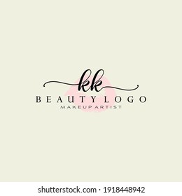 Letter KK Watercolor Lips Premade Logo Design, Logo for Makeup Artist Business Branding, Blush Beauty Boutique Logo Design, Calligraphy Logo