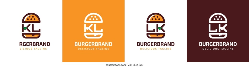 Letter KL and LK Burger Logo, suitable for any business related to burger with KL or LK initials.