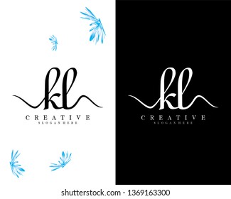 letter kl, lk initial handwriting logo template design vector