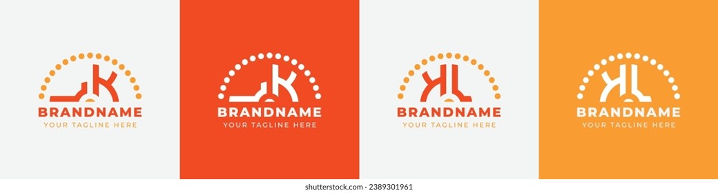 Letter KL and LK Sunrise  Logo Set, suitable for any business with KL or LK initials.