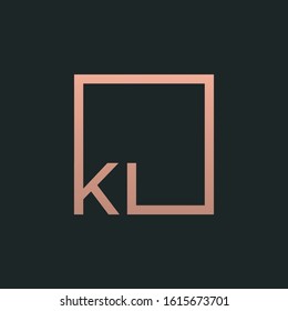 Letter KL Logo design with square frame line art. business consulting concept. studio,room,group icon. Suitable for business, consulting group company. - vector