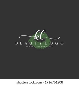 Letter KL Watercolor Lips Premade Logo Design, Logo for Makeup Artist Business Branding, Blush Beauty Boutique Logo Design, Calligraphy Logo