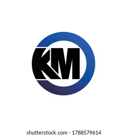 Letter KM circle logo design vector