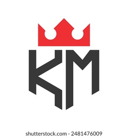Letter KM Crown Logo. Crown on Letter KM Logo Design Template