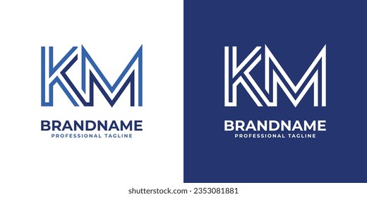 Letter KM Line Monogram Logo, suitable for business with KM or MK initials.