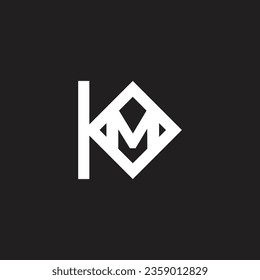 letter km linked geometric line logo vector 