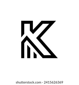 Letter Km or Mk creative line art designs with initial modern shape typography monogram logo