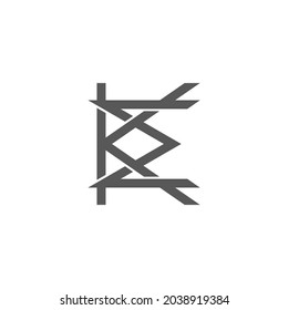 km de letra línea de enlace simple solapar logo plano