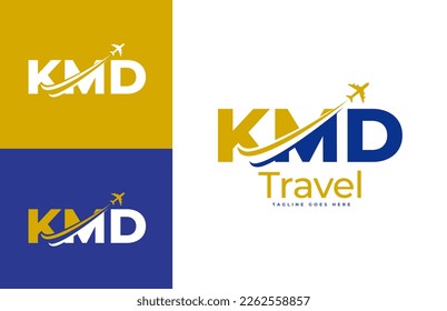 Letter KMD Air Travel Logo Design Template