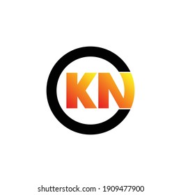 Letter KN circle logo design vector