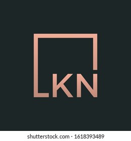 Letter KN Logo design with square frame line art. business consulting concept. studio,room,group icon. Suitable for business, consulting group company. - vector