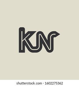 Letter KN pencil shape logo design. Link icon in flat style isolated on grey background. Graphic alphabet symbol for your corporate business identity, website, app, UI. Arts logo design inspiration.