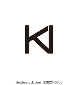 Buchstaben kn einfaches, verlinktes geometrisches Linienlogo, Vektorgrafik 