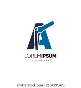 Letra A Knee Joint Bone Logo Design Vector Icono Gráfico Ilustración