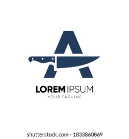 Letter A Knife Logo Design Vector