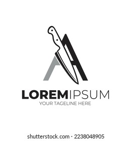 Letter A  Knife Logo design Vector Illustration