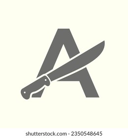 Letter A Knife Logo Design Vector Template Knife Symbol With Alphabet
