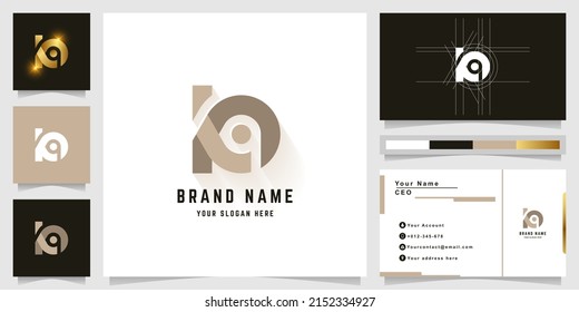 Letter KO or KQ monogram logo with business card design
