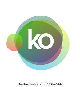 Letter KO logo with colorful splash background, letter combination logo design for creative industry, web, business and company.
