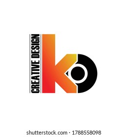 Letra KO diseño simple de logotipo vectorial
