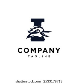 Letra I Kookaburra Bird ícone do logotipo vetor