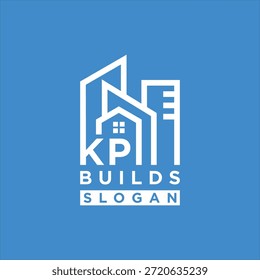 letra KP casa edificio logo elemento de diseño Vector Plantilla