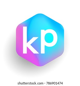 Letter KP logo in hexagon shape and colorful background, letter combination logo design for business and company identity.
