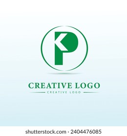 Letter KP logo with round line. vector logo