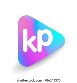 Letter KP logo in triangle shape and colorful background, letter combination logo design for business and company identity.
