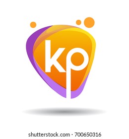 Letter KP logo in triangle splash and colorful background, letter combination logo design for creative industry, web, business and company.