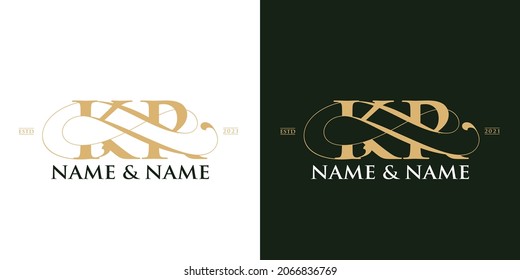 Letter KP Luxury name logo for wedding invitation 