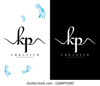 letter kp, pk initial handwriting logo template design vector