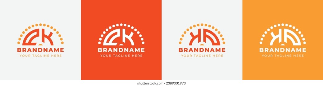Letter KP and PK Sunrise  Logo Set, suitable for any business with KP or PK initials.