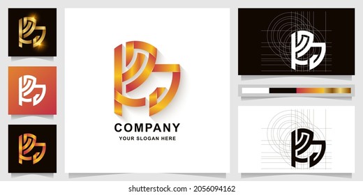 Letter KPA or RA monogram logo template with business card design