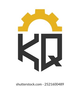 Letter KQ Gear Logo Design for Service Center, Repair, Factory, Industrial, Digital and Mechanical Business