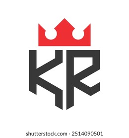 Letter KR Crown Logo. Crown on Letter KR Logo Design Template