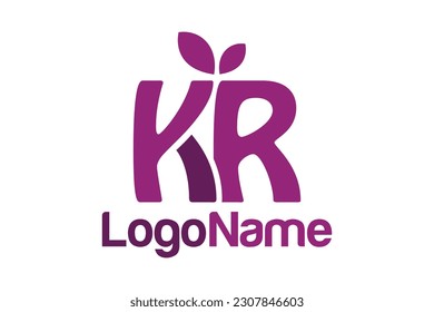 Letter KR and leaf concept. Very suitable for symbol, logo, company name, brand name, personal name, icon and many more.