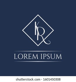 Letter "KR" logo monogram. KR luxury icon design vector