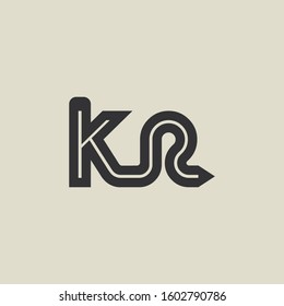 Letter KR pencil shape logo design. Link icon in flat style isolated on grey background. Graphic alphabet symbol for your corporate business identity, website, app, UI. Arts logo design inspiration.