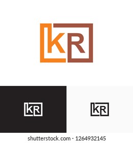 letter kr, rk initial logo design template vector