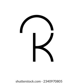 Letter KR or RK minimal monogram logo