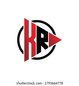 Letter KR triangle logo design vector