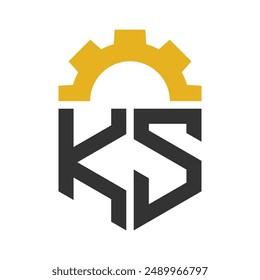 Letter KS Gear Logo Design for Service Center, Repair, Factory, Industrial, Digital and Mechanical Business