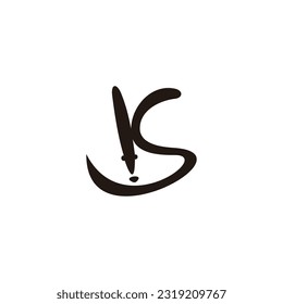 letter ks ink pen symbol logo vector 