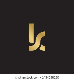 Letter ks linked lowercase logo design template elements. Gold letter Isolated on black  background. Suitable for business, consulting group company.